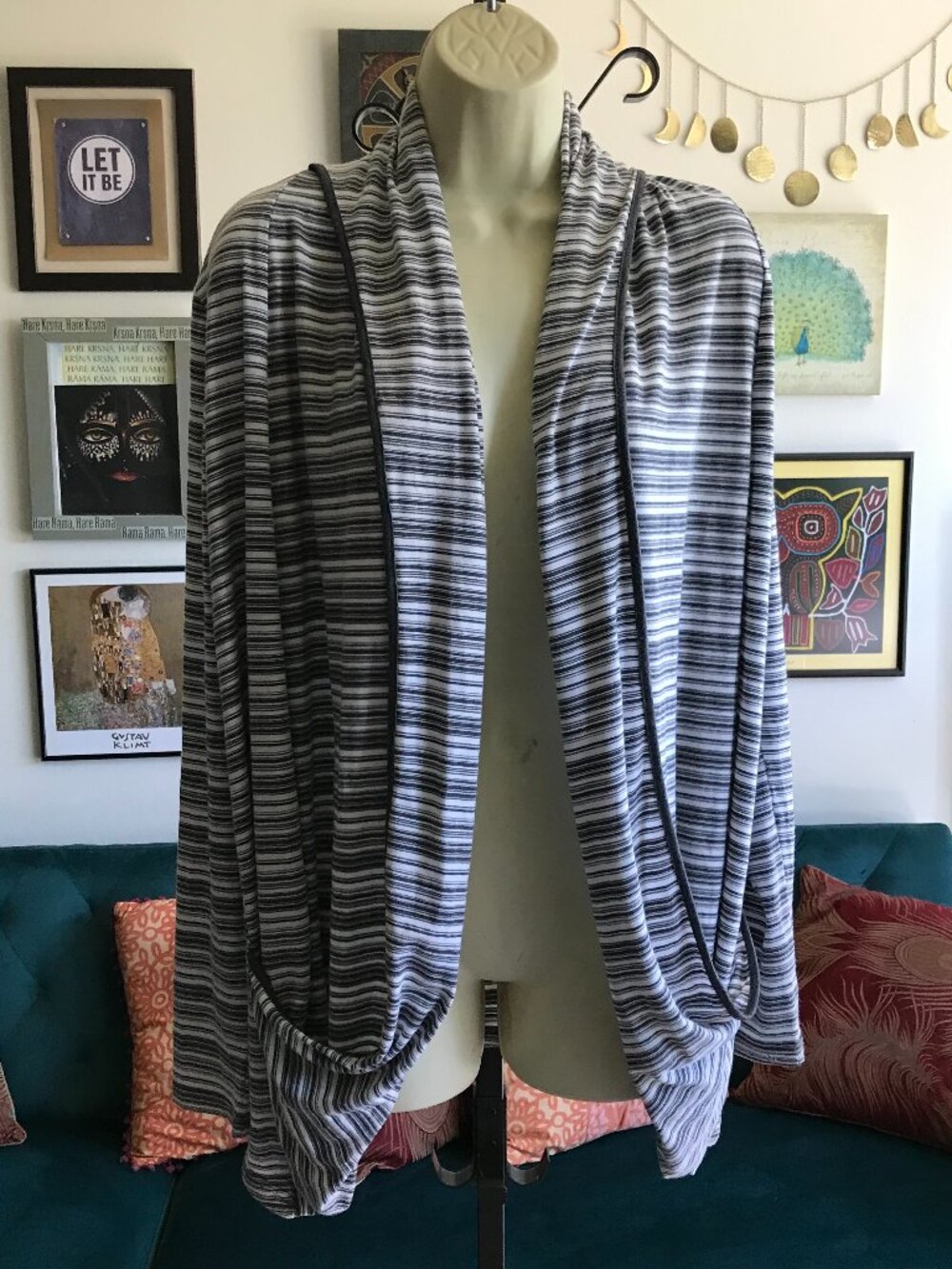 41 Hawthorn size M Gray Striped Open Front Jersey Cardigan Sweater